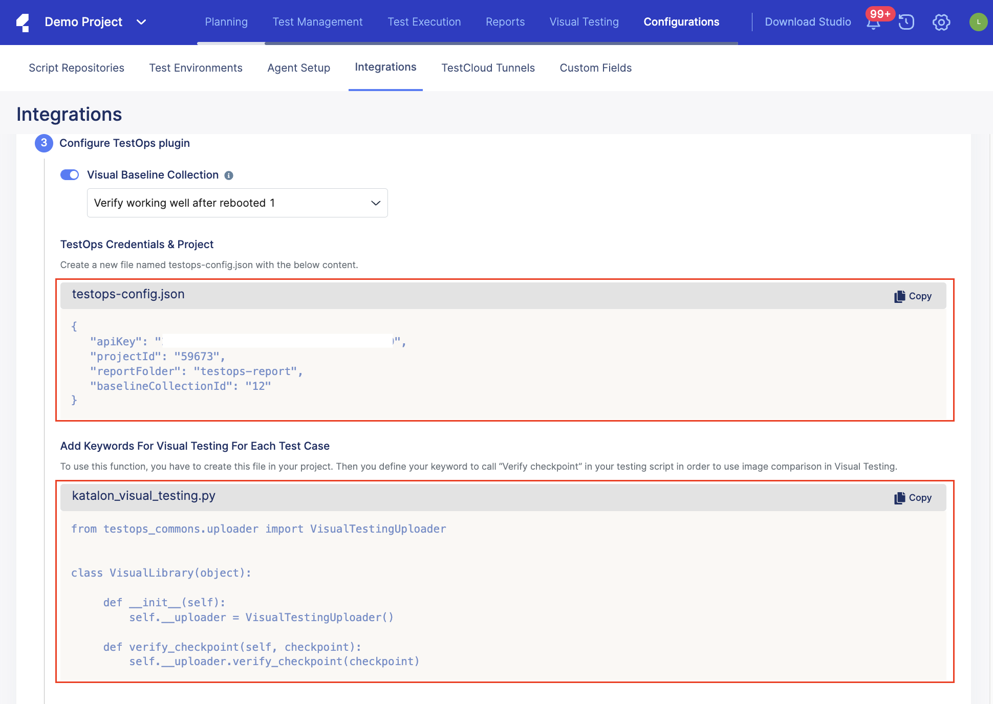 Configuration files produced