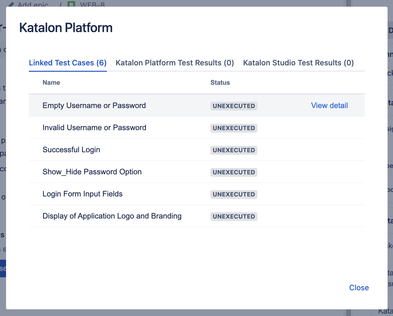 View Linked Test Cases.