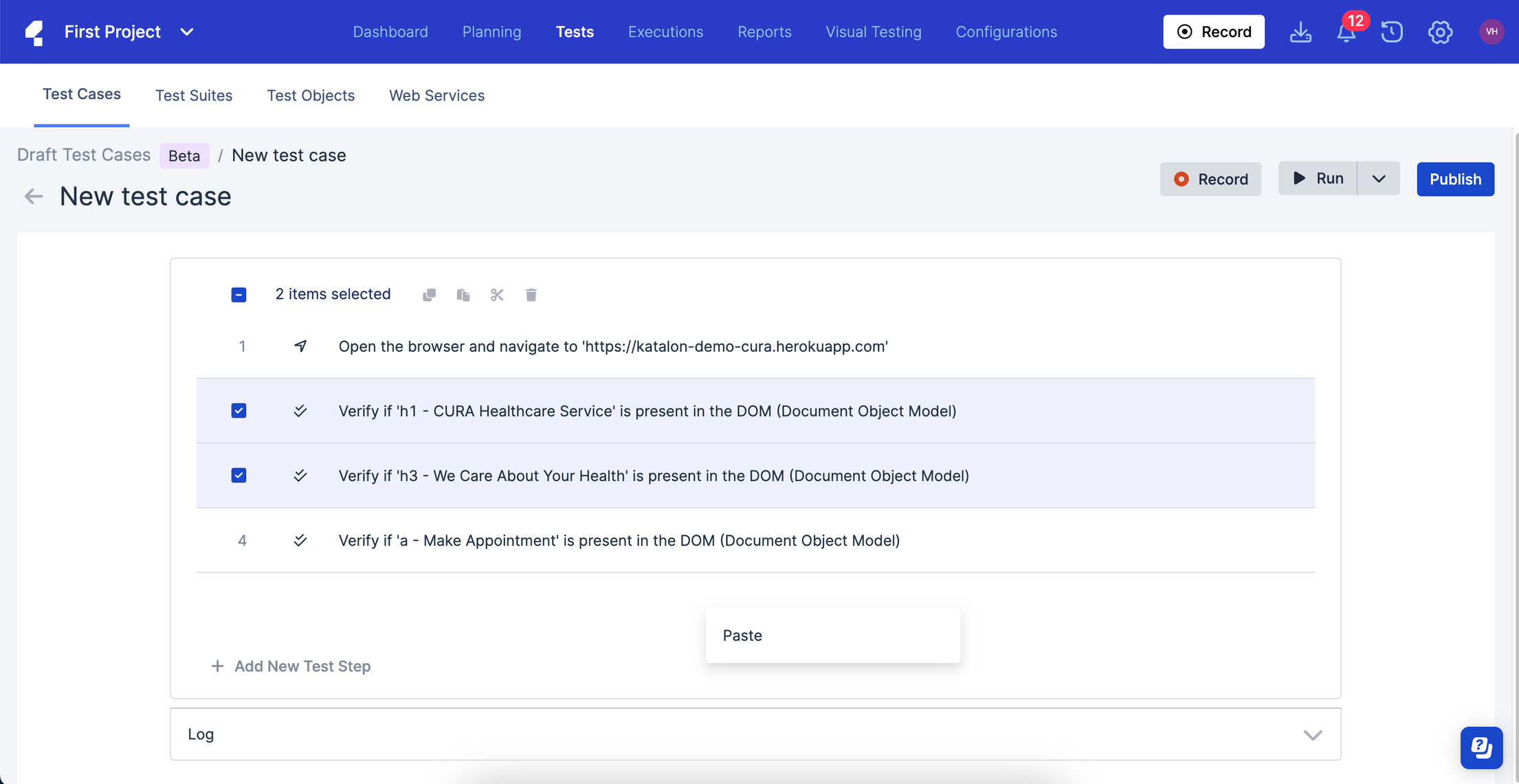 Right-click and select Paste to paste cut/copied items.