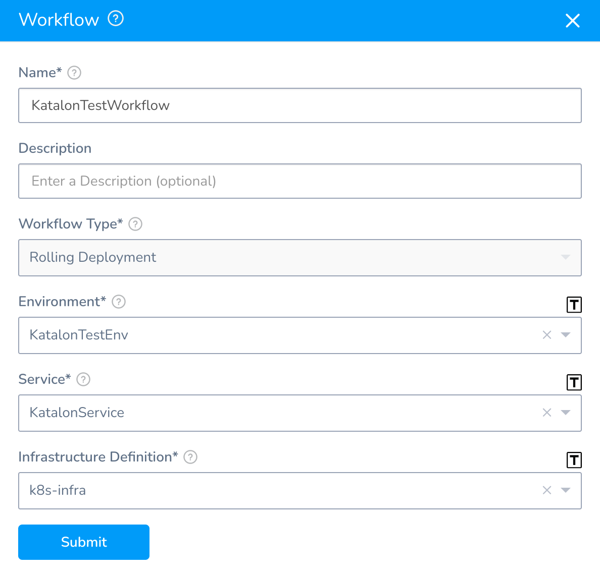 Harness Workflow dialog