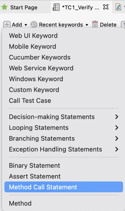 Method call statement