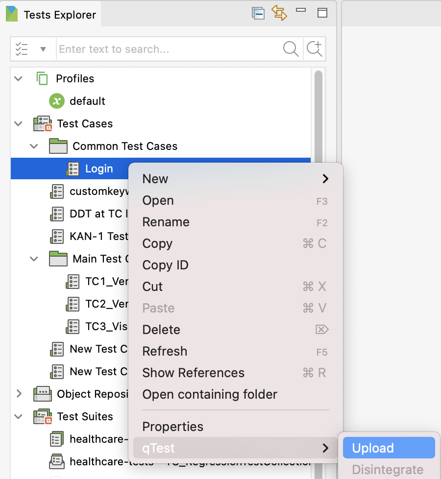 Upload a Studio test case to qTest