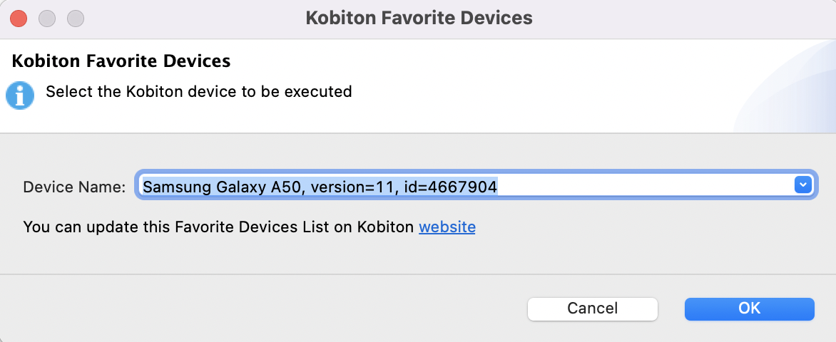 Kobiton favourite devices