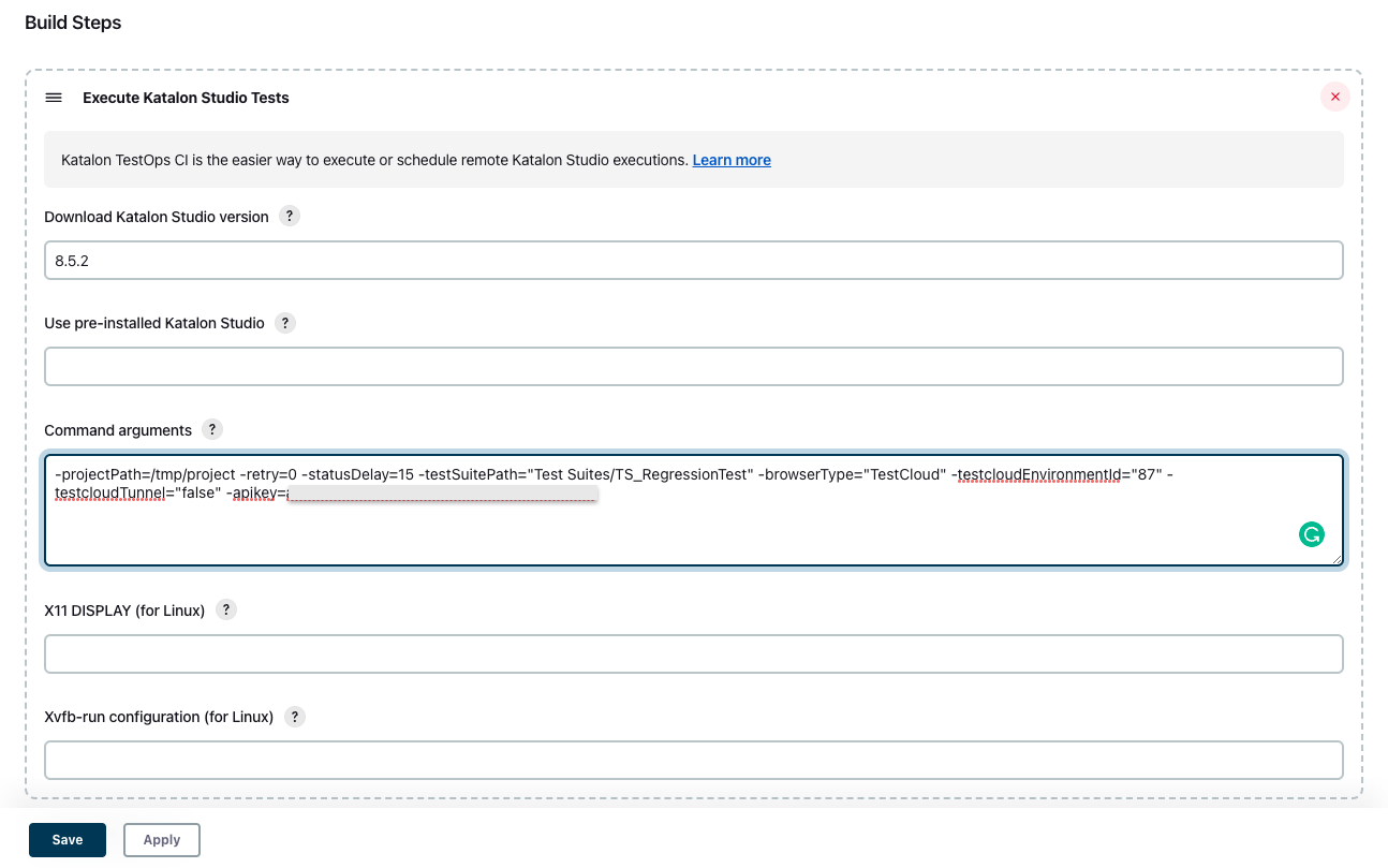 Jenkins build command arguments