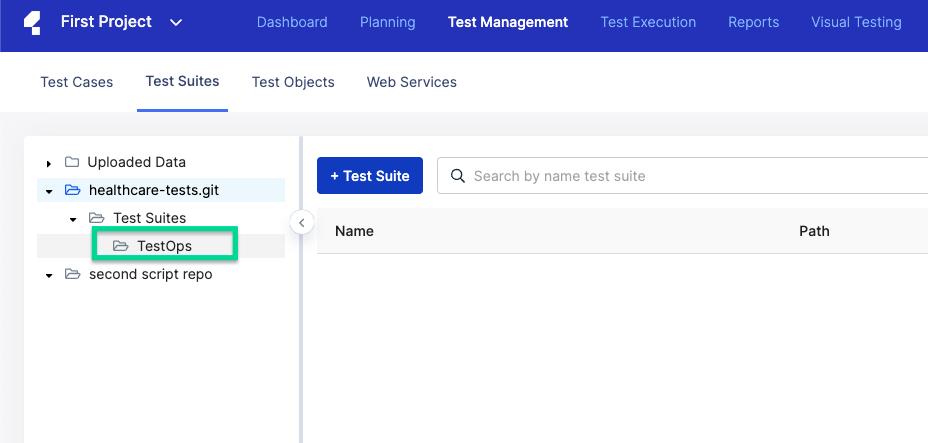 Test Suites script repository sub-folder