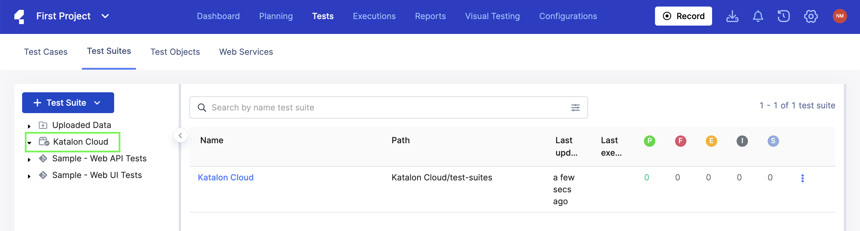 Test Suites on the Katalon Cloud.